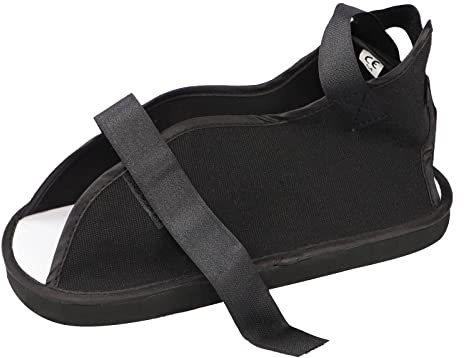 1pcs Open Toe Plaster Cast Shoe Short Canvas Cast Boot Lightweight Waterproof Stress Foot Fracture Shoe for Women Men Kids (Black, M)