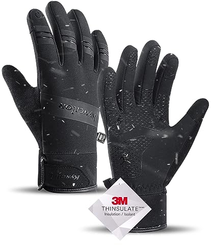 KynciLOR Winterhandschuhe Herren Damen Fahrradhandschuhe 3M Thinsulate Schwarz Touchscreen Warme Laufhandschuhe Zum Skifahren Wandern Motorrad Klettern
