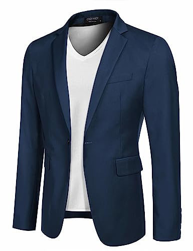 COOFANDY Mens Suits Regular Sport Coat Casual Jackets 2 Side Pockets and 1 Chest Pocket Formal Suit Jacket Business Blazer Slim Fit Blue L