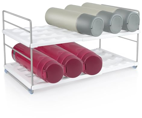 HONZUEN Organizzatore Bottiglie Acqua, Portabottiglie Acqua, Portabottiglie a Scomparsa da 27-42 cm, per Riporre Bbottiglie D'acqua Sportive in Metallo, Bottiglie di Soda,Ripostiglio Della Cucina