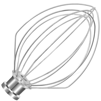 Wiselet K5A Stainless Steel Whisk for KitchenAid 5Qt Bowl-Lift Mixer, Fits for K5, K5SS, KG25, KP50, KSM6573, KSM450/500, 7.1'' Balloon Whisk, Heavy Duty, Dishwasher Safe, No Residue, K5A WIRE WHIP | 6 Wire Whip Fit for K4 K5 K5SS KG25 KP50 KSM450 KSM500 KSM5, Dishwasher Safe, Heavy Duty