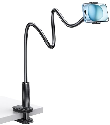 UGREEN Schwanenhals Clip Handyhalterung für Bett | Handy Ständer Tisch Flexibel Lang Arm Klemme, Kopfteil, kompatibel mit iPhone 17 16 15 14 13 12 Pro Max