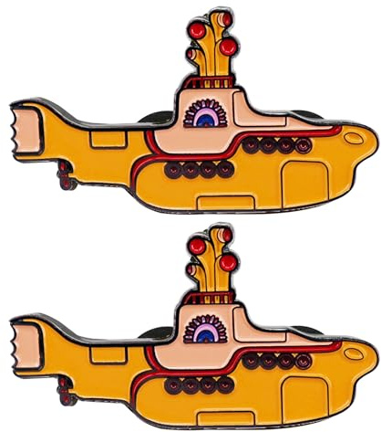 2 Pieces Submarine Brooches, Rock Band Brooches, Music Metal Badges, Band Gifts - Suitable for Bags, Clothes, Scarves, Hats (3 * 2.4cm) (Yellow)
