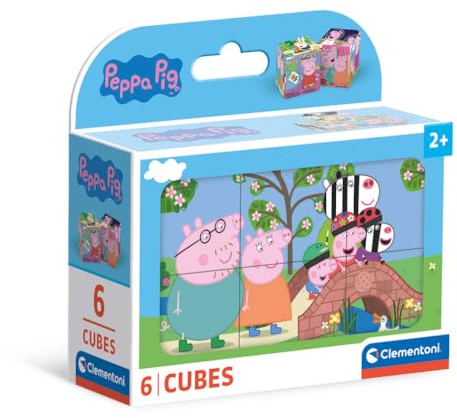 Clementoni Peppa Pig 6 Würfel Puzzle Kinder - Geschicklichkeitsspiel für Kinder ab 3 Jahren - Sensorik- & Motorikspielzeug 40659