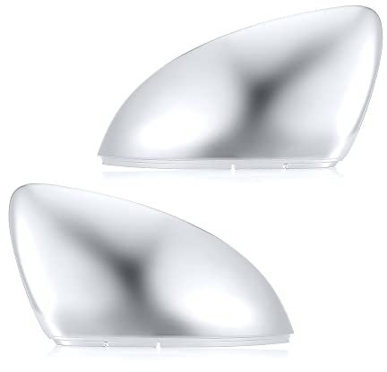 2 Stück Spiegelkappen, Rückspiegelgehäuse, Carbon-Optik, glänzend schwarz, matt, Chrom, passend for VW Golf MK7 7.5 GTI 7 7R Auto Styling(Color:Matte Chrome)