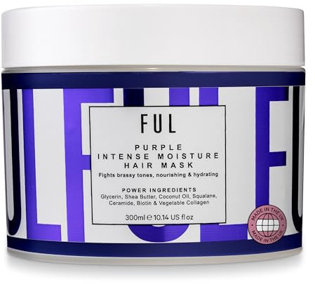 FUL Purple Intense Moisture Hair Mask – Toning Hair Mask for Blonde, Bleached & Brassy Hair – Anti-Yellow Purple Toner with Deep Hydration for Silver, Grey & Ash Tones