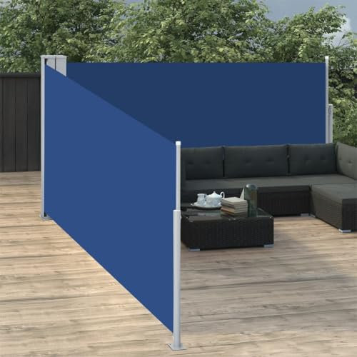 TJROO Tenda da Sole 100x1000 cm Anti UV Esclusiva Tenda Parasole Paravento Laterale Retrattile Pannelli Laterali Parasole Tenda Laterale per Balcone Blu Tessuto Avvolgimento Automatico