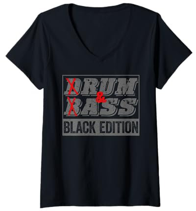Damen Lustiges Drum & Bass - Rum & Ass Black Edition T-Shirt mit V-Ausschnitt