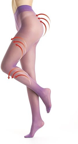 Gi&Gi Damen-Strumpfhose 70 DEN, Damensocken mit abgestufter Kompression N.3310, Lila, XL