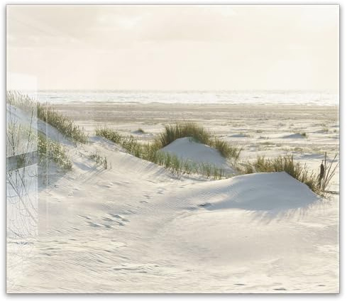 timalo Küchenbild aus Acrylglas modernes Wandbild Glasbild Deko Küche XXL Bild wie Glas | 60x52cm Stranddünen mit Meerblick – Natur, Sand, Küste, Nordsee Strand