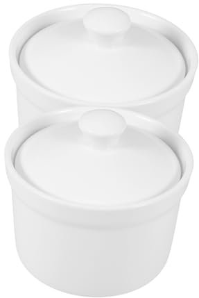SOIMISS 2 Pezzi pentola di stufato ciotole da portata con coperchi ciotola Porcellana zuppa piccolo pentola vaporiera tazze mug zuppiera da cucina tazza di crema pasticcera ceramica bianca
