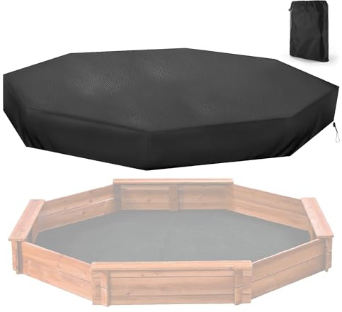 Octagon Sandbox Cover, 84 X 78 X 9 Outdoor Garden Outdoor Octagon Sand Box Cover, Thick Oxford Cloth Waterproof, Windproof and Dustproof, Suitable for Sandbox Protection - Black