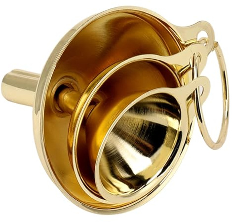 3pcs set di imbuto in acciaio inossidabile oro, canali di canna da cucina per olio, liquidi in scatola piccolo metallo grande con manico da cucciolo stretto