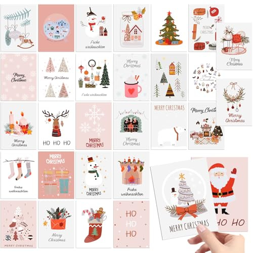 Koxtyzo Juego de Tarjetas Navideñas, 30 Piezas Postales Na-videñas A6 con Varios Estilos/Diseños, Tarjetas de Felicitación Na-videñas, Tar-jetas de Feliz Na-vidad, Juego de Postales para Na-vidad
