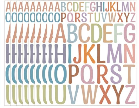 Buchstaben Aufkleber, 416 Stück Blatt Personalisierte klebebuchstaben Bunt, Selbstklebende Buchstaben Vinyl Sticker, Buchstaben zum Aufkleben Groß Wetterfest für Postfach Schilder Adressnummer DIY