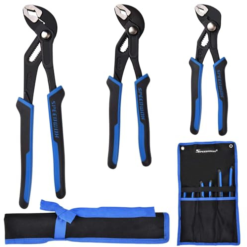 SPEEDWOX 3 st snabbfrigörande spårfogade tänger set 20 cm 10-tums 30 cm justerbar vattenpump tång VVS lås tång tryckknapp snabbjustering tunga och spårtång set v-käke tunga