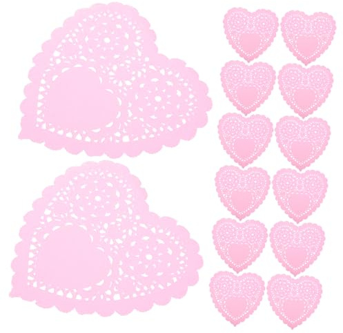 JECOMPRIS 100 Pezzi Centrini Rosa Tovagliette Resistenti Per Decorazione Tavola Feste Matrimonio Banchetti