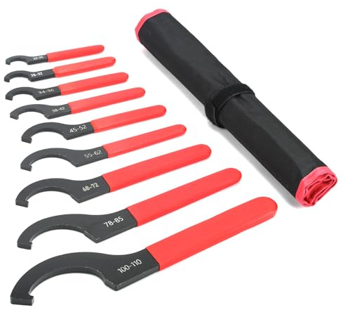 LYFJXX 9 PCS Coilover Spanner Wrench Set, Universal Adjustable Shock Wrench, Carbon Steel Wrench