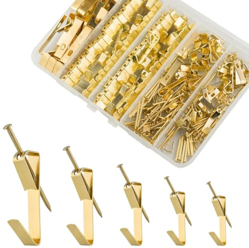 KIRZAX 120 Pezzi Ganci per Quadri in Acciaio Inossidabile con Chiodi,Quadri Muro Ganci,Ganci per Cornice Foto,Kit di Appendere Quadri Pesanti,Ganci in Metallo,per Casa Ufficio Garage