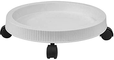 Tissting Carrito para Paletas para Plantas De 13 Pulgadas, Carrito para Macetas con Ruedas para Mover Macetas, Carrito para Macetas con Ruedas, Bandeja Redonda Y MóVil para Macetas (Blanco)
