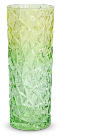 Grande vaso verde in cristallo a forma di fiori di ghiaccio da 30 cm - Vaso moderno con design ispessito, adatto per centrotavola di Natale, decorazione per la casa, regalo per la mamma. (Verde)