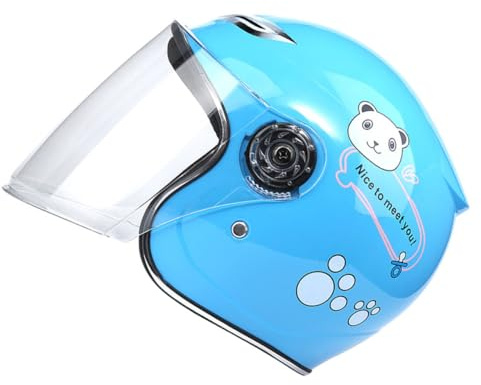 Toyvian Casque de Vélo Intégral pour Garçon et Filles Bleu Ciel en Polypropylène Large Visière Transparente, Casque Léger et Respirant pour Cyclisme, Patinage et Activités de Plein Air