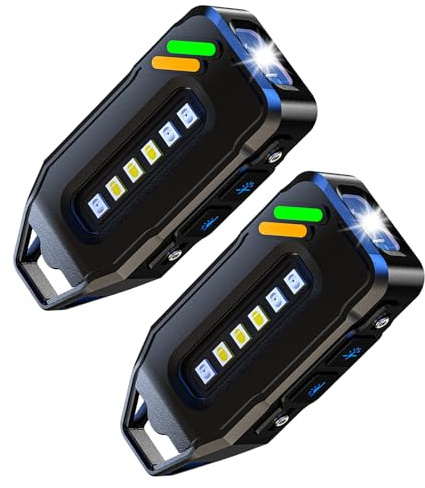 PORFOYO 2 Lampe Torche LED Rechargeable: Mini Lampe De Poche Rechargeable Avec 9 Modes Et étanche, Petite Lampes Torche à Clip, Portable Zoomable Magnétique Torches Pour Randonnée, Camping
