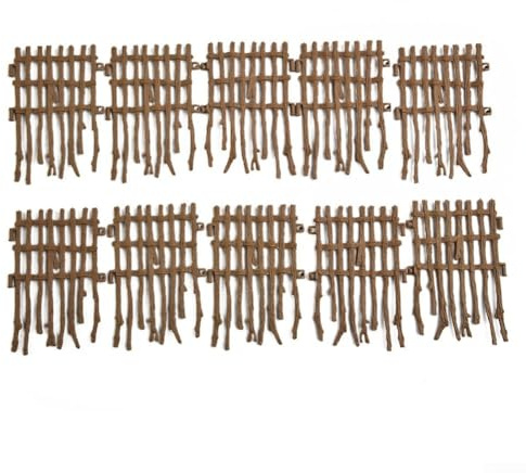 5 pannelli unici modello di recinzione per treni e fattorie in miniatura (marrone A)