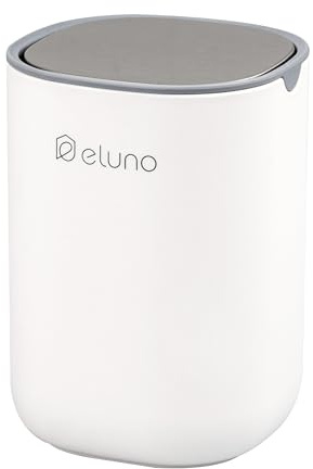 eluno Secchio per cosmetici EDOLO con coperchio basculante e capacità di 1,5 litri, pattumiera con coperchio basculante, ideale per piccoli rifiuti in bagno o come pattumiera da tavolo in cucina, in