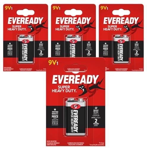 Eveready Zinc 9V Batteries – 4 Pack | Reliable Power for Smoke Alarms, Radios, Test Equipment & Everyday Devices
