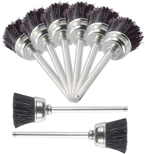 Spazzola Pulizia Punte Fresa Unghie, 8 Pezzi, Metallo Nero | Set Accessori Manicure Mini, Setole Robuste e Flessibili, per Salone e Accademia Nail Art