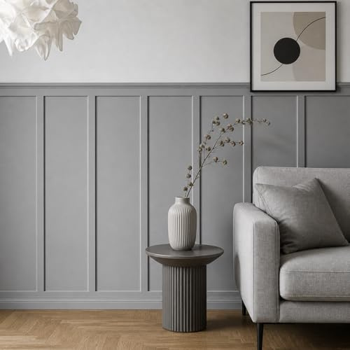 WOODICA 15PCS MDF Slim Shaker Wall Panelling Strips 1000x60x6mm – Paintable Narrow Wall Panels Kit for DIY Feature Walls, Decorative Interior Moulding