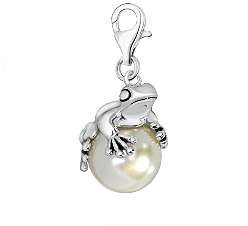 Quiges Charms Anhänger Versilbert Frosch Versilbert Damen Schmuck für Bettelarmband