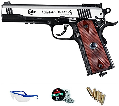 Pack Pistola de Aire comprimido Umarex Colt Special Combat - Arma de CO2 y balines BBS (perdigones de Acero) Full Metal - Potencia menor a 3,5 J