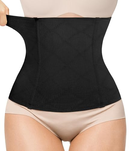 Bafully Postnatal Bauchgurt & Taillenmieder, 2 in 1 Design multifunktionell Bauchweg Taillenformer elastisch Unterstützung Figurformende Bauchband Shapewear Gurt nach Geburt,Schwarz, S