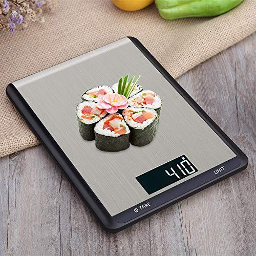 YJDQ Bilancia da Cucina Funzione Tara,Display Lcd,Sensore Di Temperatura in Acciaio Inox Multifunzione Bilancia Cottura Scala Di Cucina,10Kg,10Kg