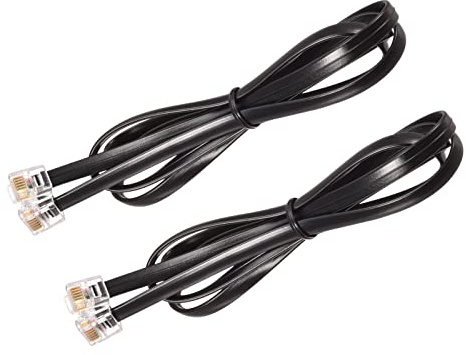 sourcing map 2Stk Telefon Verlängerung 3.28FT RJ11 6P6C Schwarz | Stopfen Stecker zu Stecker