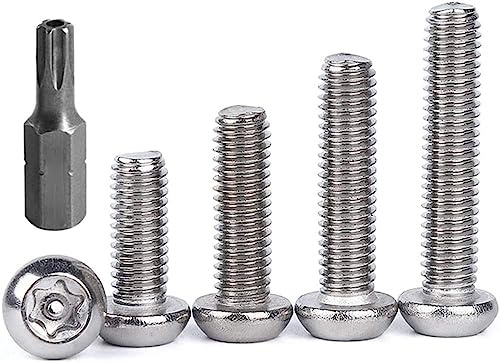 FarDeer Tornillos Torx Acero Inoxidable de acero inoxidable tornillo de chapa de Seguridad M5 tornillo de chapa de Seguridad tornillo de plata antirrobo y a prueba de manipulación. (M5*25mm * 30pcs)