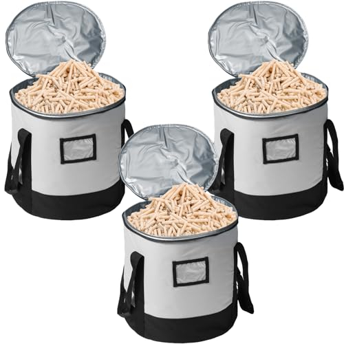 Clysee 3 Stück 9 kg Kraftstoff Pellet Aufbewahrungstasche Bleiben Trocken Pellet Bin Holz Pellet Container Smoker Pellet Dispenser Anti Shock Baumwollschicht Reduziert Holzpellets Holzkohle