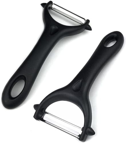 2Pcs Black Universal Potato Peeler, Rotatable Potato Peeler, Vegetable Peelers, Manual Peeler with Ergonomic Handle for Fruit and Vegetables, for the Vegetables, Peeling, Grating and Slicing Tools