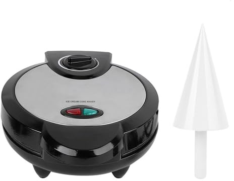 ACAGALA 1200W Electric Ice Cream Cone Maker With Roller Waffle Cone and Bowl Maker Nonstick Waffle Baking Iron Machine Stainless Steel Housing for Home Breakfast