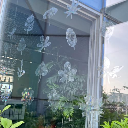 PESTEZE USA UV Reflective Window Bird Decals –Leaf Medley Anti-Collision Static Cling Stickers for Windows to Prevent Birds from Hitting Glass –26 Pack Window Alert Clings for Bird Strike Protection