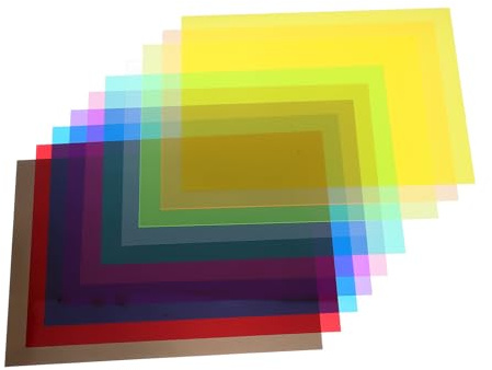 IMIKEYA Cellophane A4 trasparente in PVC, 10 fogli, multicolore, iridescente per artigianato, confezioni regalo e decorazione, pellicola artigianale durevole e leggera