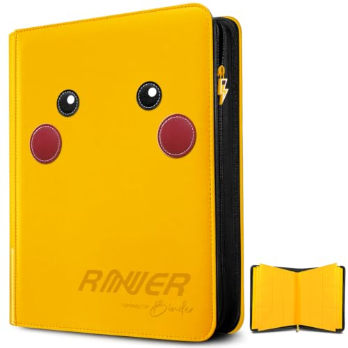 Douper Classeur de cartes 9 emplacements, capacité 360 pour jeux de cartes à collectionner avec pochettes à chargement latéral (Jaune)