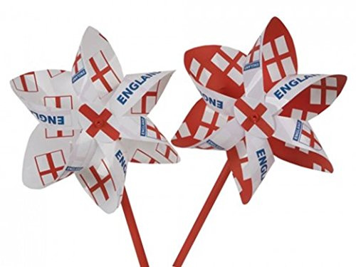PMS ENGLAND FLAG 25CM WINDMILL RED AND WHITE 2ASST
