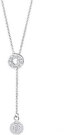 Elli Halskette Damen Y-Kette Kugel mit Kristalle 925 Sterling Silber