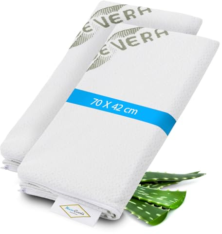 MaxxGoods Aloe Vera Doppelpack Kissenbezug 70x42cm für Nackenstützkissen - Hypoallergen, Hautfreundlich, Atmungsaktiv & Pflegeleichtes - Kissenbezug für orthopädisches Kopfkissen