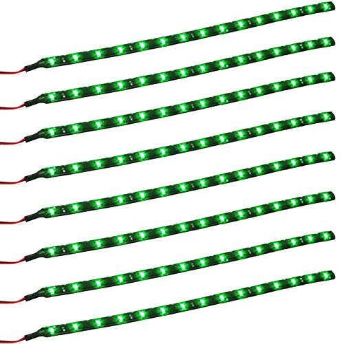 E Support™ 8 PC 30cm 15 LED SMD impermeable Verde tira de la luz de la parrilla bajos de los automóviles barra flexible