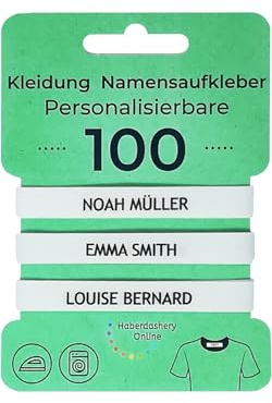 100 Etiquetas termoadhesivas personalizadas para ropa (PLANCHAR). Etiquetas de tela para planchar con CERTIFICADO ECOLÓGICO ideales para niños, bebés y abuelos. NOMBRE PERSONALIZADO.