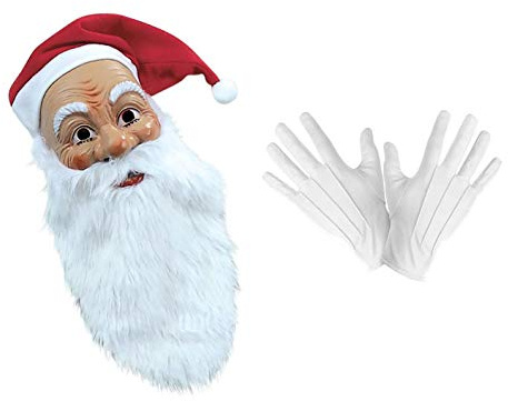 Panelize Nikolaus Nikolausmaske mit Bart Mütze + Handschuhe Weihnachtsmann Santa Claus-Maske